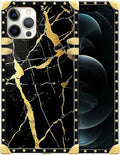 Compatible with iPhone 12 Pro Max Case, Black Gold Marble Nature Luxury Golden Decoration for Girl Women Soft TPU Shockproof Protective Hard PC Back for iPhone 12 Pro Max
