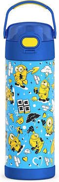 THERMOS FUNTAINER 16 Ounce Stainless Steel Vacuum Insulated Bottle with Wide Spout Lid, Minions