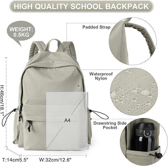 Purple School Backpack for Girls Water Resistant High School Book Bag Simple Backpack for Teens Boys Girls, Lightweight Middle Back Pack Daypack