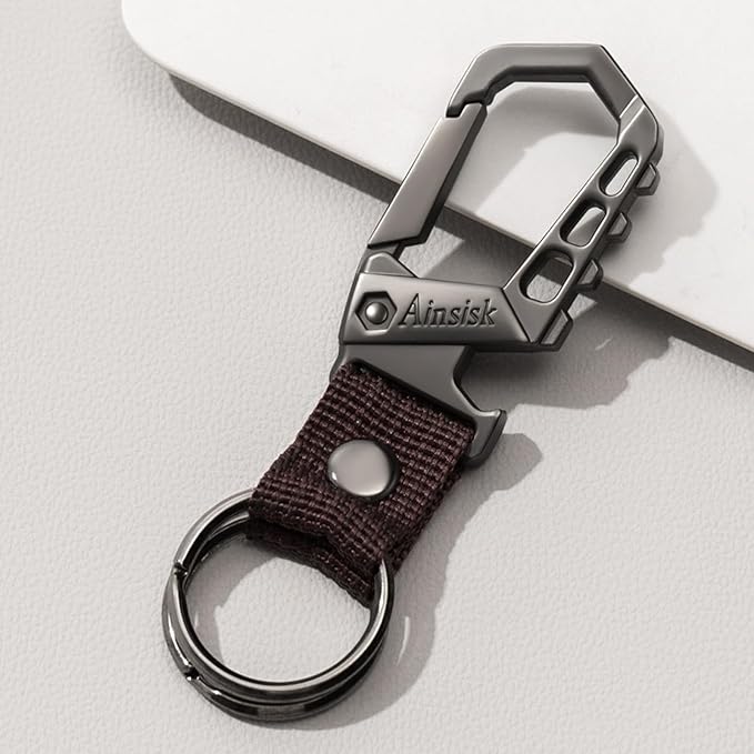 Heavy duty key chain,bottle opener function car keychains,versatile metal snap hook carabiner clip and 2 key rings
