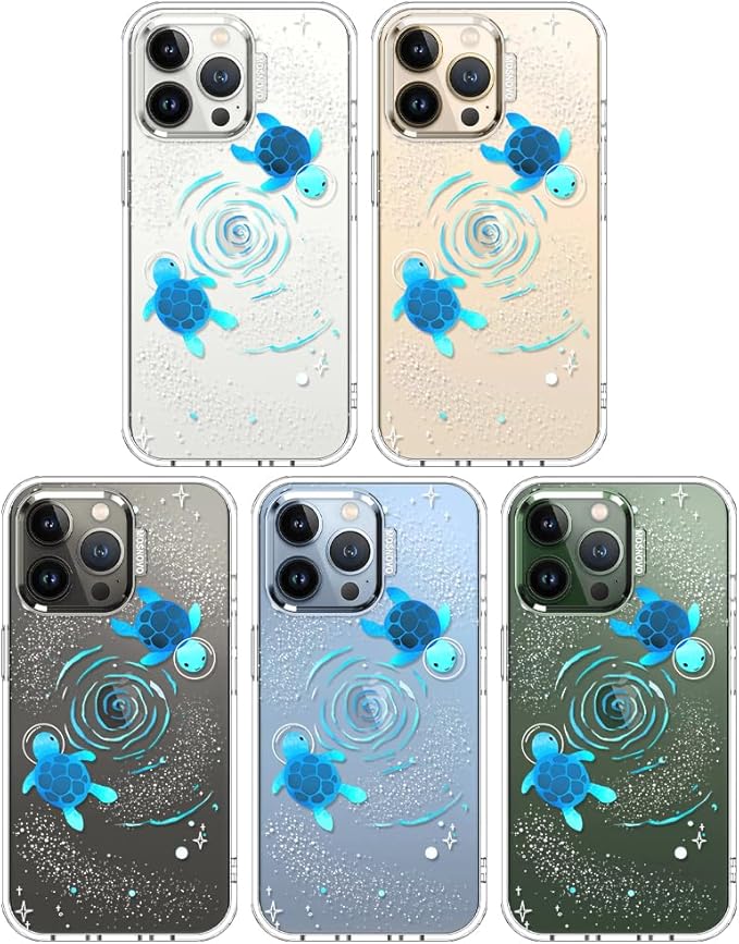 MOSNOVO Case for iPhone 13 Pro, [Buffertech 6.6ft Military-Grade Drop Protection] [Anti Peel Off Tech] Clear TPU Bumper Phone Case Cover Design - Space Turtle