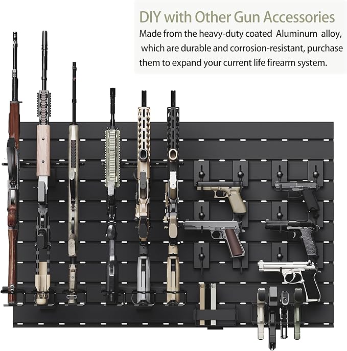 Gun Racks for Wall, Heavy-Duty Aluminium Slatwall Panels Gun Wall Mount Storage, 10 Pieces Panels
