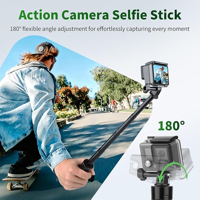 JOILCAN 25.2" Selfie Stick Tripod, Action Camera Vlog Tripod, Portable Handle Grip Stand for GoPro Hero 13/12/11/10, Insta360, DJI Osmo Action 6/5 Pro/4 & Pocket 3
