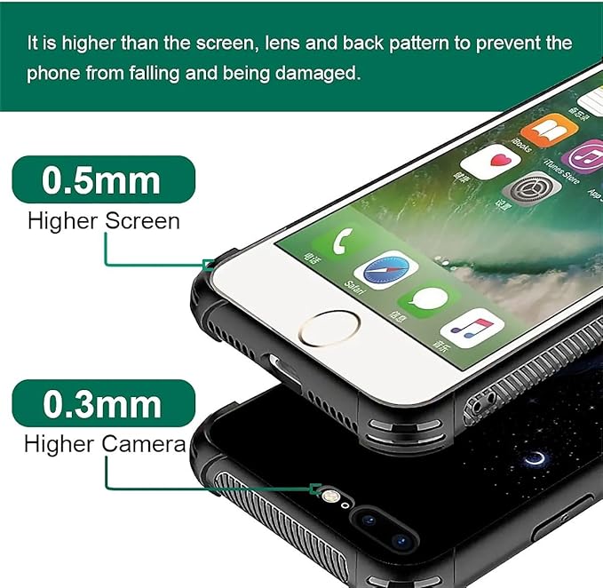 for iPhone 7/8 Case, Galaxy Fox Wolf Pattern Graphic Design Girl Boy Soft Silicone Hard Acrylic Shock Protection for iPhone 7/8