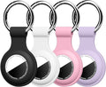 Linsaner [4 Pack] Holder for AirTag 2nd Gen (2026) & 1st Gen, Silicone Case Keychain Key Ring, Protective Cover for Apple for Air Tags, GPS Finder Accessories, Black/White/Pink/Purple