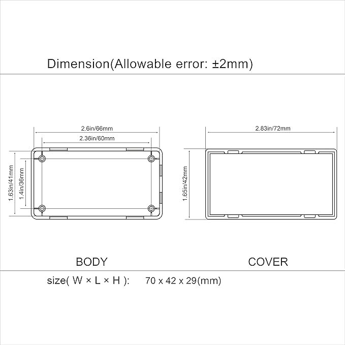 LeMotech Project Box 10 Pieces ABS Plastic Electrical Project Case Small Junction Box for Electronics Black 2.74 x 1.77 x 1.15 inch (70 x 45 x 29 mm)
