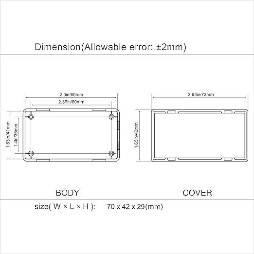LeMotech Project Box 10 Pieces ABS Plastic Electrical Project Case Small Junction Box for Electronics White 2.76 x 1.77 x 1.14 inch (70 x 45 x 29 mm)