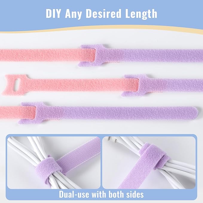200PCS Cable Ties, 6 inch Multi-Colour Cable Ties for Cable Management, Adjustable Fastening, Multi-Purpose Reusable Hook and Loop for Home, Office and Garage