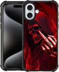 for iPhone 16 Case, Gestures Funny Skull Pattern Graphic Design Girl Boy Soft Silicone Hard Acrylic Shock Protection for iPhone 16