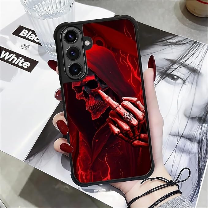 for Samsung Galaxy S26 Plus Case,Graphic Design for Girl Boy Soft Silicone Hard Acrylic Shock Protection Designed for Samsung Galaxy S26 Plus Gestures Funny Skull Pattern