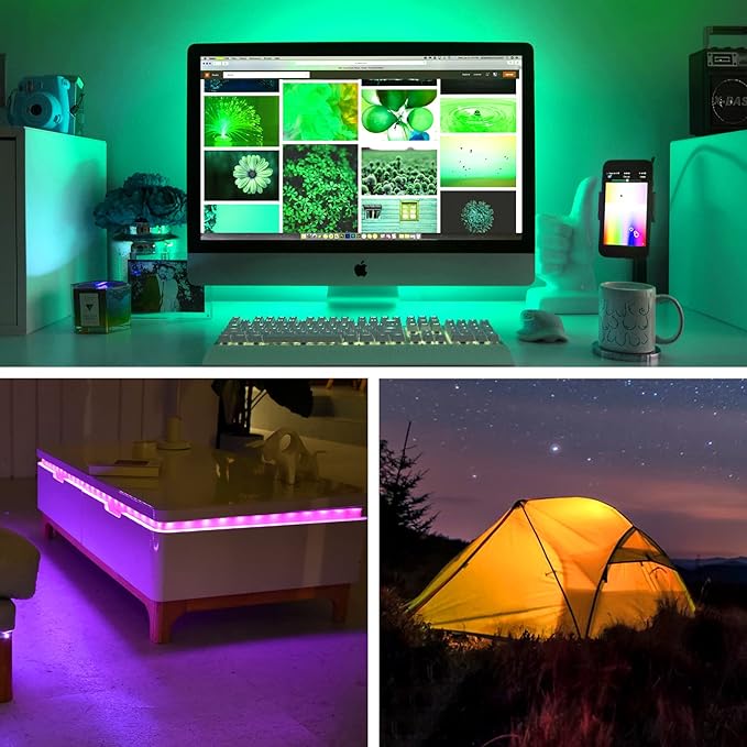 WOBANE Rechargeable LED Strip Light, 2000mAH Battery Powered Color Changing Strip Lights, 6.56ft RGB Rope Lighting with Remote, Suitable for Party,Shelf,Sofa,Desk,Game,Holiday,Indoor Decoration