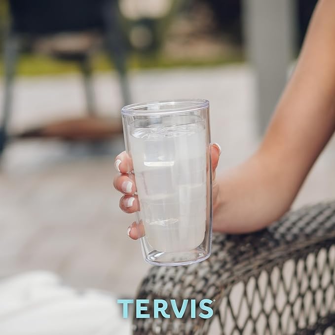 Tervis Clear & Colorful Lidded Made in USA Double Walled Insulated Tumbler Travel Cup Keeps Drinks Cold & Hot, 16oz, Elderberry Wild Lid