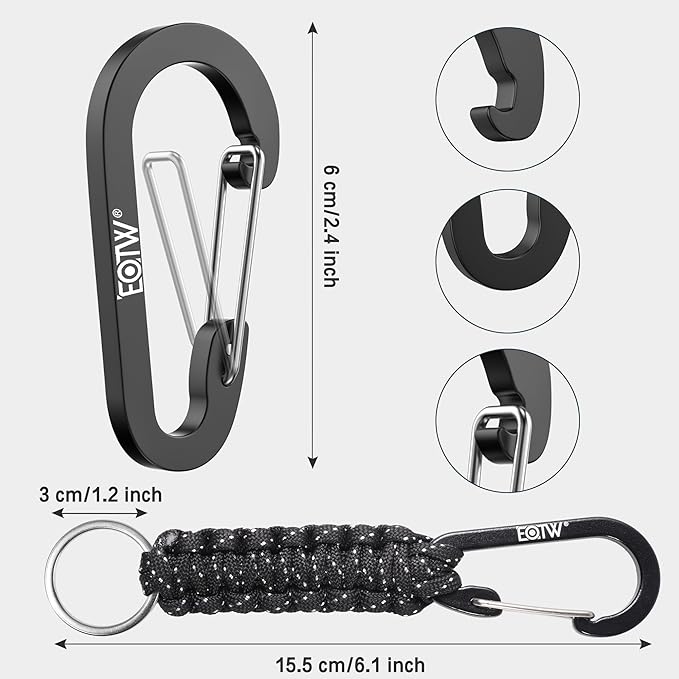 EOTW Paracord Keychain for Men Women Paracord Carabiner Backpack Keychain with Aluminum Clip for Camping Hiking Outdoor Gear