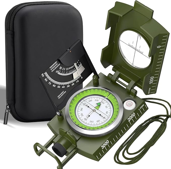 Multifunctional Military Aiming Navigation Compass Compass | IP65 Military Compass with Inclinometer | Impact Resistant | Measure | Height and Slope for Hiking | Camping
