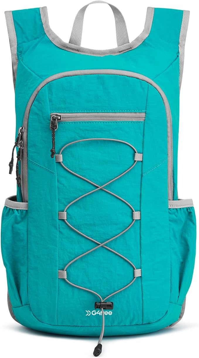 G4Free 20L Hiking Backpack Lightweight Daypack with Phone Pocket Small Packable Foldable Hiking Bag for Women Men, Peacock Blue
