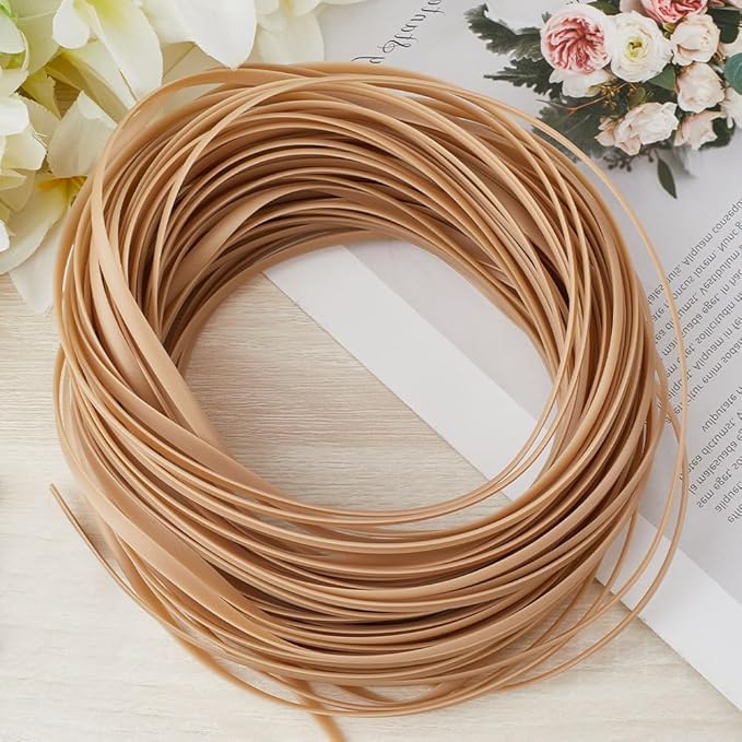 GORGECRAFT 30m*5mm Rattan Weaving Wicker Outdoor Light Gray Synthetic Rattan Roll Wicker Repair Kit Flat Cord Webbing Basket Weave Patio Chair Sofas Repair Supplies for Lawn Furniture Garden