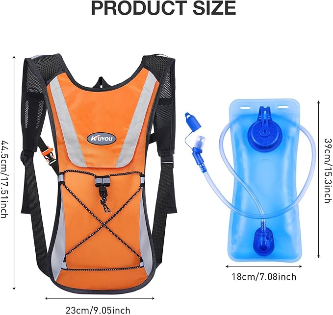 KUYOU Running Hydration Vest - Lightweight Insulated Hydration Backpack with 2L Water Bladder, Adjustable Chest Straps and Reflective Water Backpack for Running Marathon Race Hiking Cycling