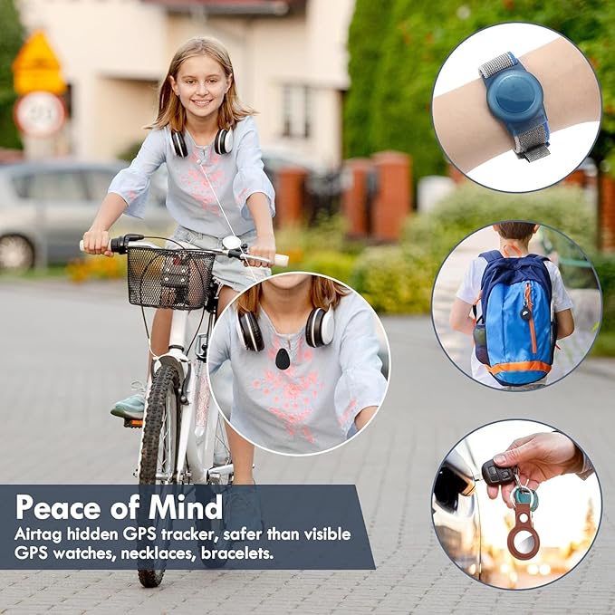 Airtag Holder for Kids Baby Toddler Child Hidden 2 Pack GPS Tracker Case, Anti-Removal Airtag Silicone Case with Safety Pins, Suitable for Children, Elderly, Pets, Backpack, Luggage