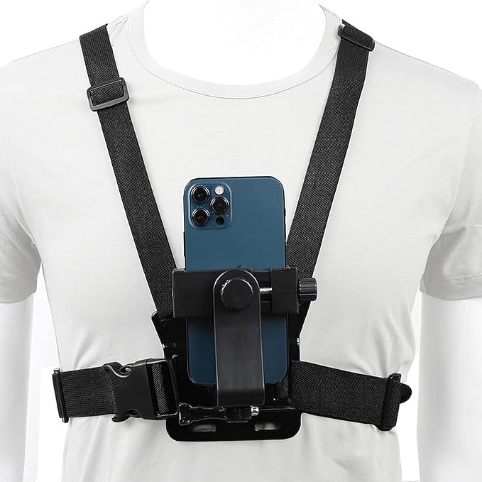 PellKing Mobile Phone Chest Mount Harness Strap Holder Cell Phone Clip Action Camera POV for Samsung iPhone Plus etc