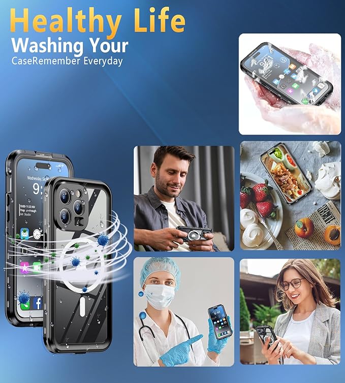 for iPhone 15 Pro Case Waterproof | Shockproof Dust Proof Phone Case Cover with Screen Protector for iPhone 15 Pro - Clear