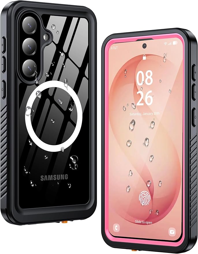 ANTSHARE IP68 Waterproof Case for Samsung Galaxy S26 Plus [2026] - MagSafe Compatible, Built-in Screen/Lens Protector - Shockproof Full Body Protection for Swimming/Outdoor, Pink/Clear