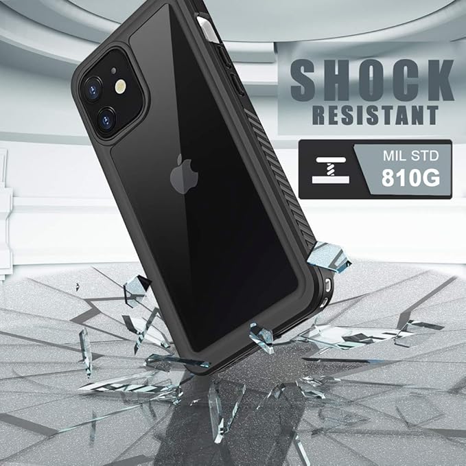 Diverbox for iPhone 12 Waterproof Case,Waterproof Shockproof Dustproof IP68 Full-Body Hard Case Built-in Screen Protector Underwater Outdoor Waterproof Cover for iPhone 12,6.1 in (Black)
