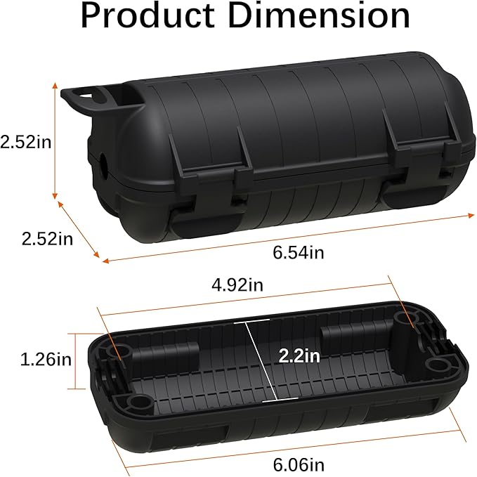Extension Cord Cover Outdoor, 6 Pack IP54 Water-Resistant Power Cord Protector Electrical Connection Box Outside Cable Safety Cover for Electronics Plug Outlet Tool Holiday Light, Black