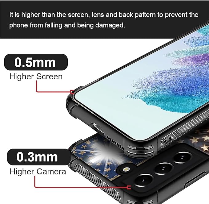 for Samsung Galaxy S22 Case, Red American Flag Horse Cross Pattern Graphic Design Girl Boy Soft Silicone Hard Acrylic Shock Protection for Samsung Galaxy S22