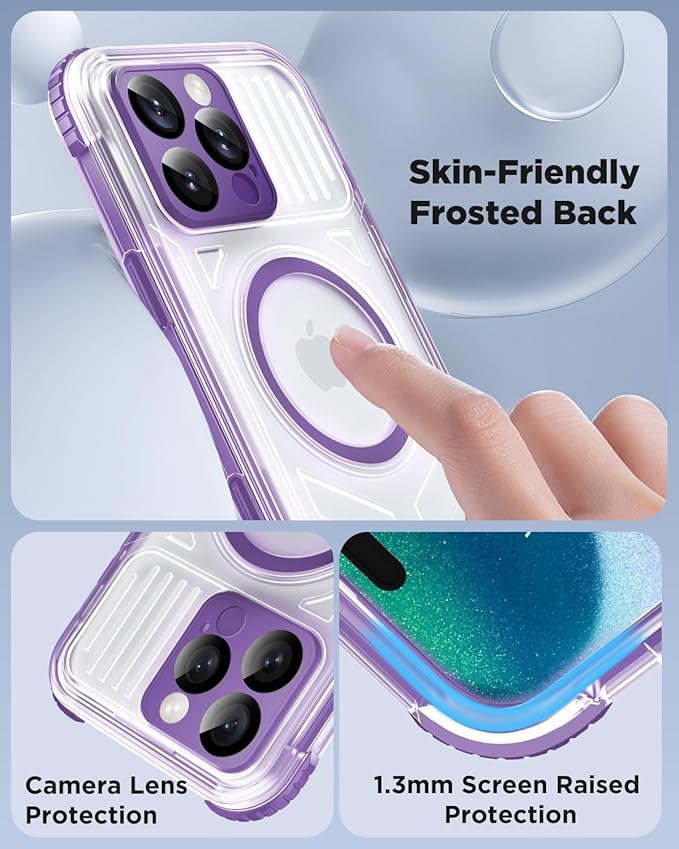for iPhone 16 Pro Max Waterproof Case with Magsafe, Built-in [Camera & Screen Protector] [Lanyard], IP68 Water Proof Full Body Dustproof Heavy Duty Frosted Protective Phone Cover, 6.9" Purple