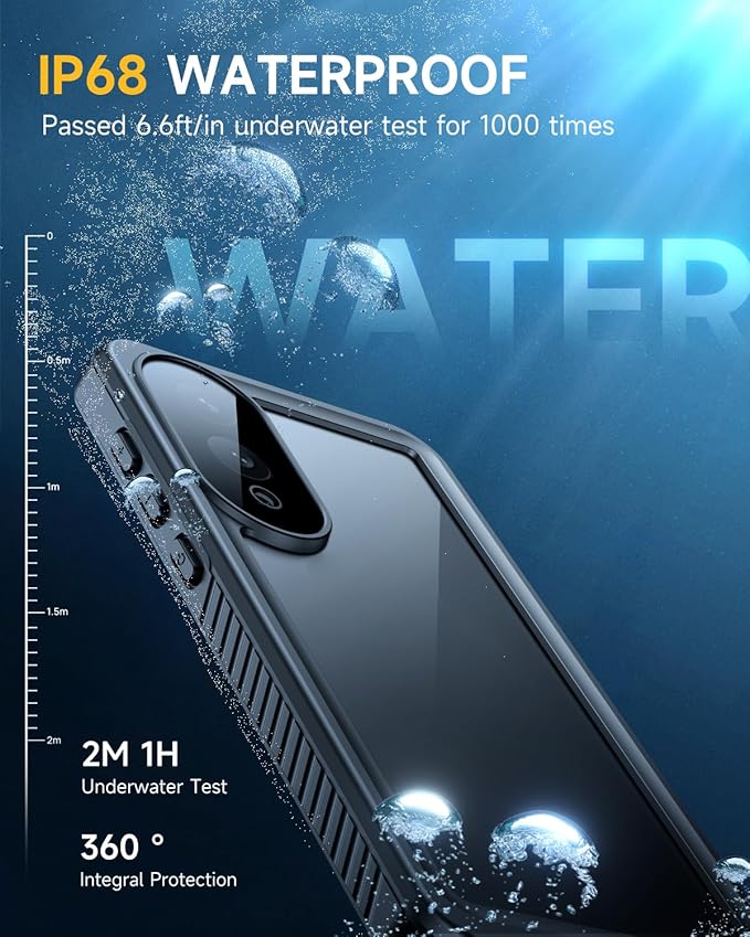 Lanhiem for Samsung Galaxy S25 Edge Phone Case, IP68 Waterproof Dustproof Case with Built-in Screen Protector, Rugged Full Body Protective Cover for Galaxy S25 Edge 6.7 Inch, Black