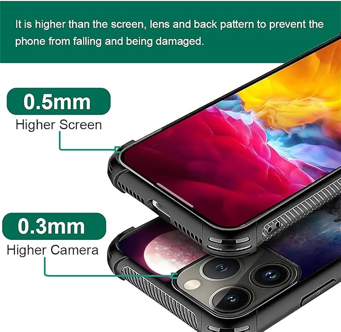 for iPhone 15 Pro Case, Star Two Wolfs Howling Pattern Graphic Design Girl Boy Soft Silicone Hard Acrylic Shock Protection for iPhone 15 Pro