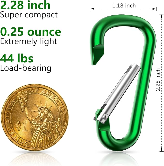 sprookber 2.28" Small Carabiner Clip Keychain, D Ring Caribeaner Clip, Key Clip Caribeener Multipurpose, Set of 20 Pack