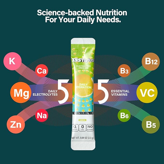 40 Sticks Sugar Free & 0 Calorie Electrolyte Hydration Packets, Low Sodium Lightly Sweet Electrolyte Powder Drink Mix, Liquid Daily IV Flavors | Lemon Orange Peach Grapefruit