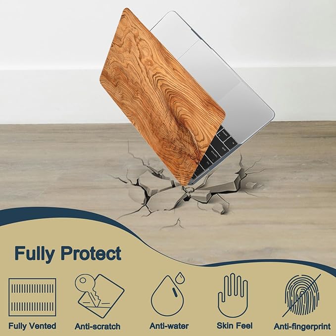 Case Cover for MacBook Pro 13 inch with CD-ROM 2008-2012 Release (Model A1278),Slim Protective Computer Case & TPU Keyboard Cover for Apple Laptop Pro 13.3",Brown Wood Grain