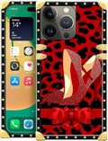 Compatible with iPhone 14 Pro Case, Elegant High Heels Luxury Golden Decoration for Girl Women Soft TPU Shockproof Protective Hard PC Back for iPhone 14 Pro