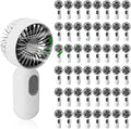 Rossesay 48 Pcs Mini Portable Fan Bulk Cute Handheld Lightweight Small Little Personal Hand Eyelash Fan 3 Speeds USB Rechargeable for Women Men Indoor Outdoor Makeup Travel (White)