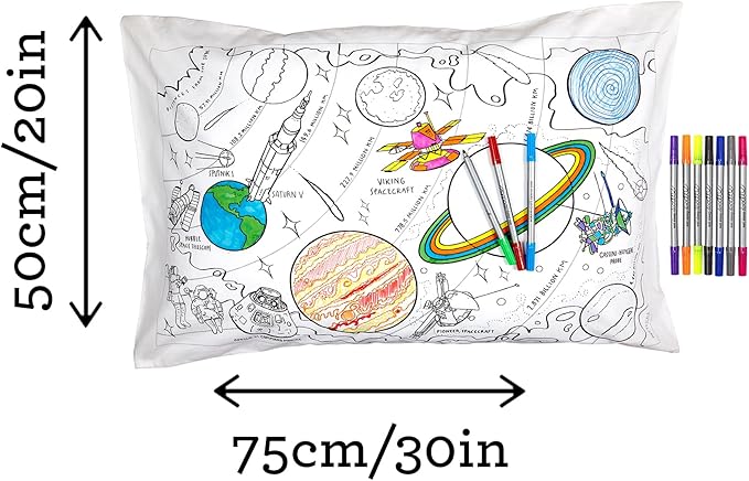eatsleepdoodle - Coloring Pillowcase for Kids – Reusable DIY Pillow Cover with Washable Markers, Educational Arts & Crafts Activity for Boys & Girls, Fun Gift for Creative Play, Machine Washable