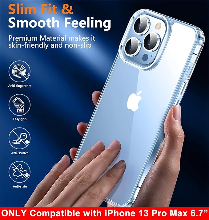 SPIDERCASE Only Designed for iPhone 13 Pro Max Case, Slim Thin Phone Case Only for iPhone 13 Pro Max 6.7", Clear