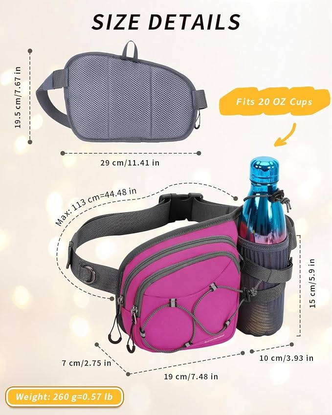 sportsnew Hydration Waist Pack with Water Bottle Holder, 2L Large Fanny Pack for Running Hiking Dog Walking, Water-Resistant Crossbody Waist Bag for Men Women, Patent Pending