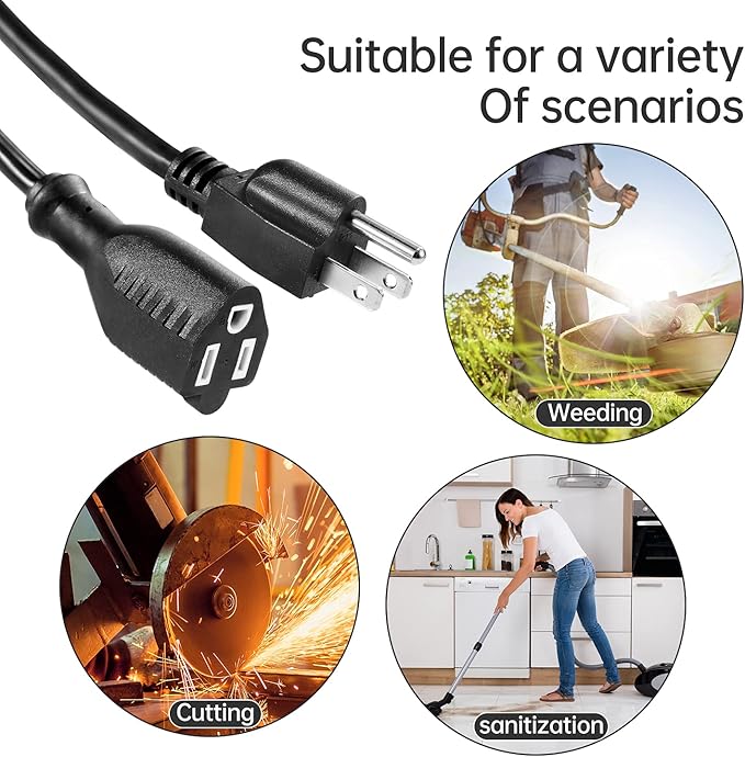 UL Listed Waterproof Power Extension Cord,DanYee Indoor/Outdoor(Marked General Use on The Tag) 16 AWG Heavy Duty AC SJTW Electrical Extension Cable (NEMA 5-15P to NEMA 5-15R)(2PACK 6.5FT,Black)