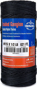 HONGDA #15 Braided Bank Line Twine, Braided Nylon String, 621 Feet Bank Line, Black Tarred String 1.4mm for Gardening, Construction, Gear Tying, Jungle Survival