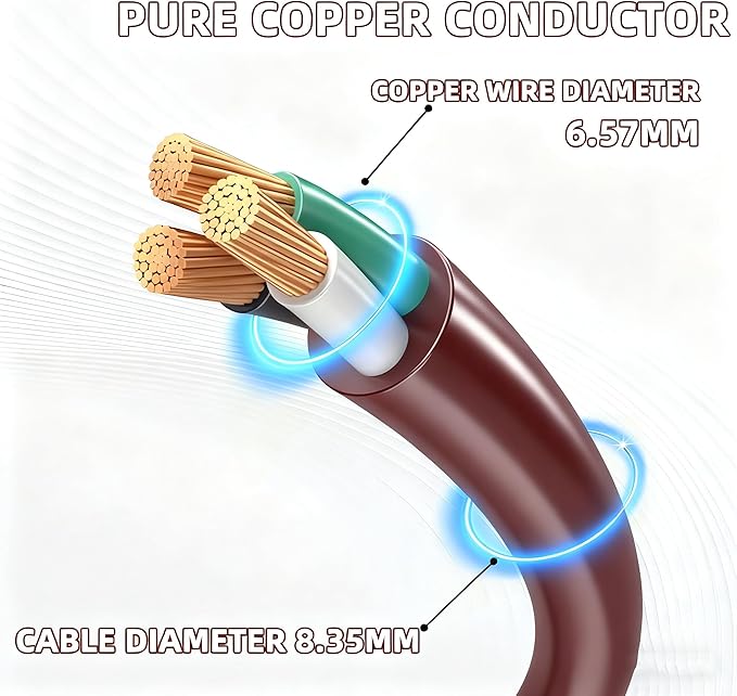20FT Brown Outdoor Extension Cord-16/3 SJTW Durable Extension Cord for Christmas Lights with 3 Prong Grounded Plug, Great for Outside Christmas Decorations