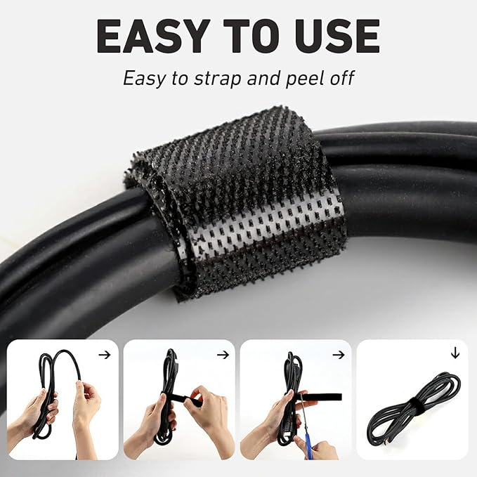 100ft x1/2 in Hook and Loop Roll, Hitotsu Reusable Fastening Tape Cable Ties, Self-Gripping Multi-Purpose Wrap Fasteners for Cord Manage,Home, Office, Electrical Cords, Data Center, White