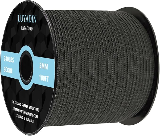 Paracord 240lb - Diameter 2mm Micro Utility Cord -3 Strand Parachute Spool Cord - 100ft 200ft,Paracord for Camping,Hiking,Fishing,Outdoor and DIY