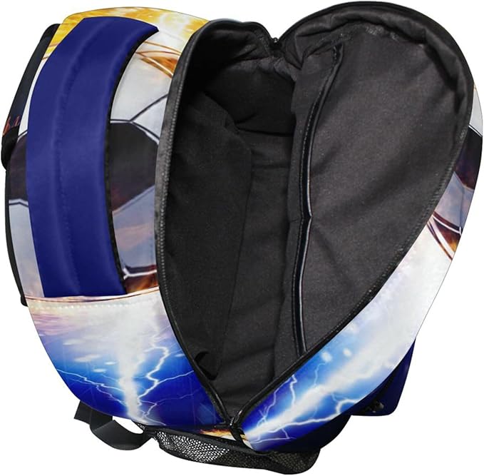 Wamika Soccer Ball Kids Backpack Football Lightning Spark Thunder Boys School Backpacks Girls Preschool Book Bag