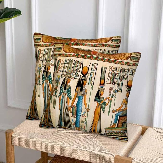 Old Egyptian Empire Couch Pillow Covers 18 X 18 0 Set of 2 Pillowcases Square Velvet Outdoor Cushion Pillow Cases Decorative for Home Bed Sofa Couch Hotel
