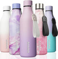 BJPKPK Insulated Water Bottles, 25 oz Stainless Steel Metal Water Bottle with Strap, BPA Free Leak Proof Jugs, Mugs, Flasks, Reusable Thermal Flasks for Sports & Travel, Dreamy Purple