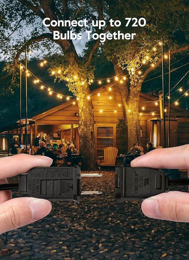 Brightown Outdoor String Lights, 55FT 25 G40 Bulbs Shatterproof IP65 Patio Lights, Hanging Connectable Waterproof Dimmable Globe LED Outdoor Lights for Backyard, Bistro,Deck, Balcony,Porch