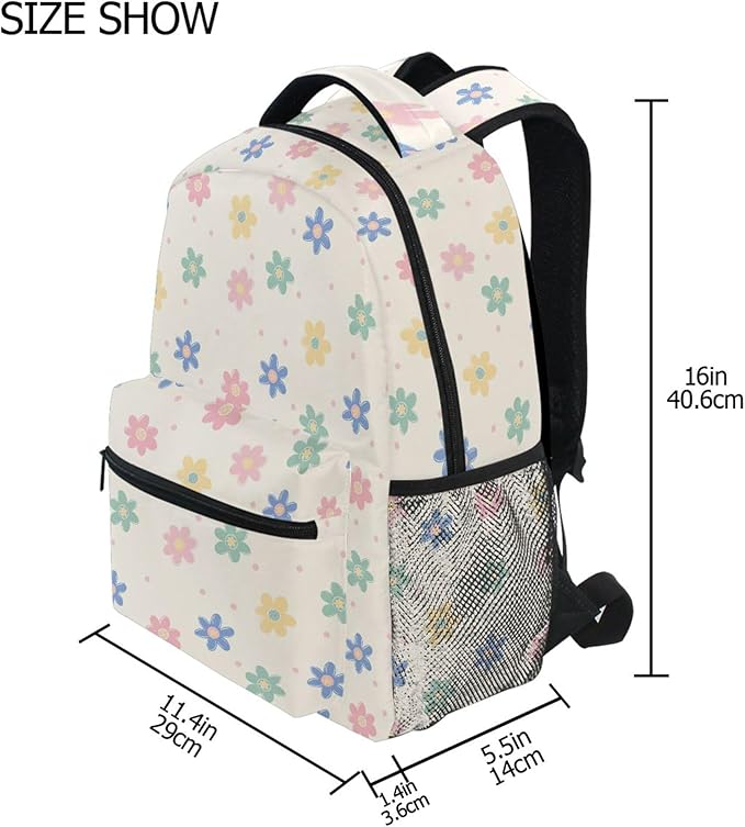 Wamika Daisy Flowers Kids Backpack Floral Orange Chamomile School Backpacks Boys Girls Preschool Book Bag