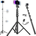 Nineigh 80" Phone Tripod, Selfie Stick Cellphone Tripod, Aluminum Tripods Stand for Video Photo Vlog, Travel Tripods with Gooseneck Remote Phone Holder, Compatible with iPhone Android Smartphone